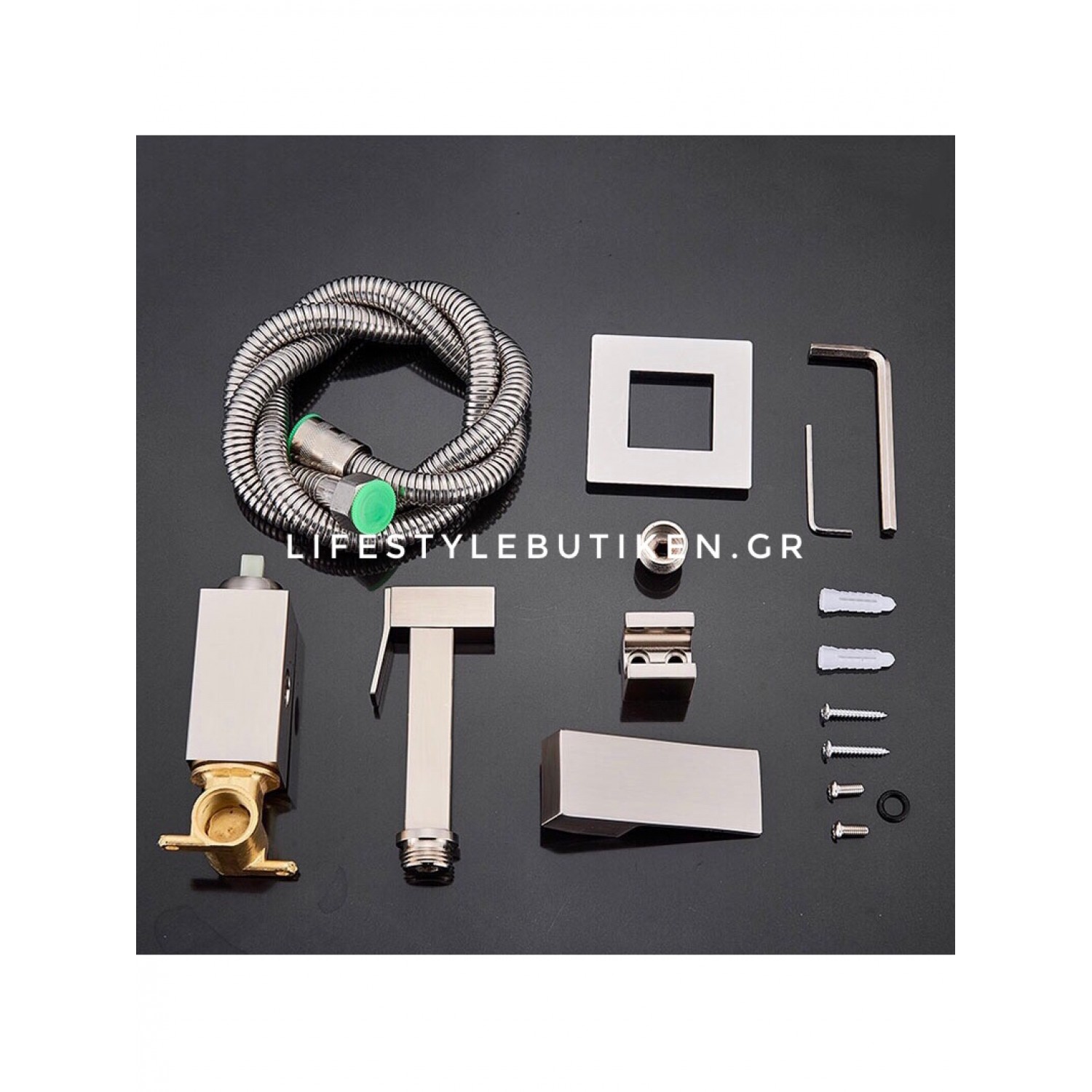 Naron Αναμεικτικος μίκτης εντοιχισμού με ντουζάκι shut-off Ζεστού Κρύου Νερού για πλύση ατομικής υγιεινής ή πλύση λεκάνης wc NR5530 MAT NICKEL