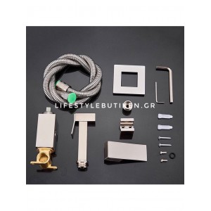 Naron Αναμεικτικος μίκτης εντοιχισμού με ντουζάκι shut-off Ζεστού Κρύου Νερού για πλύση ατομικής υγιεινής ή πλύση λεκάνης wc NR5530 MAT NICKEL