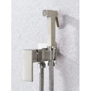 Naron Αναμεικτικος μίκτης εντοιχισμού με ντουζάκι shut-off Ζεστού Κρύου Νερού για πλύση ατομικής υγιεινής ή πλύση λεκάνης wc NR5530 MAT NICKEL