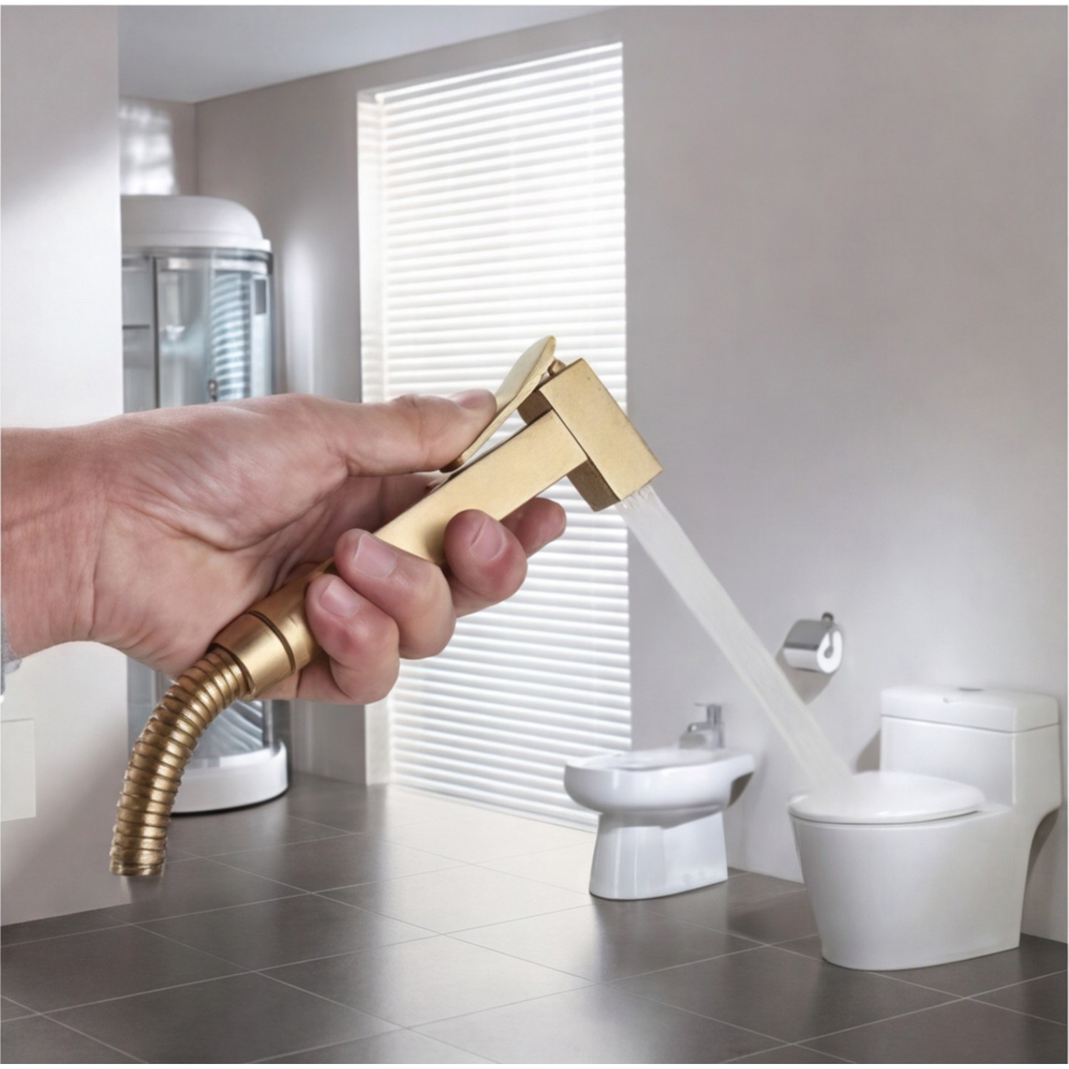 NARON Σετ Μπιντέ Εντοιχισμού με Ντουζάκι shut-off NR5530 BRUSHED GOLD