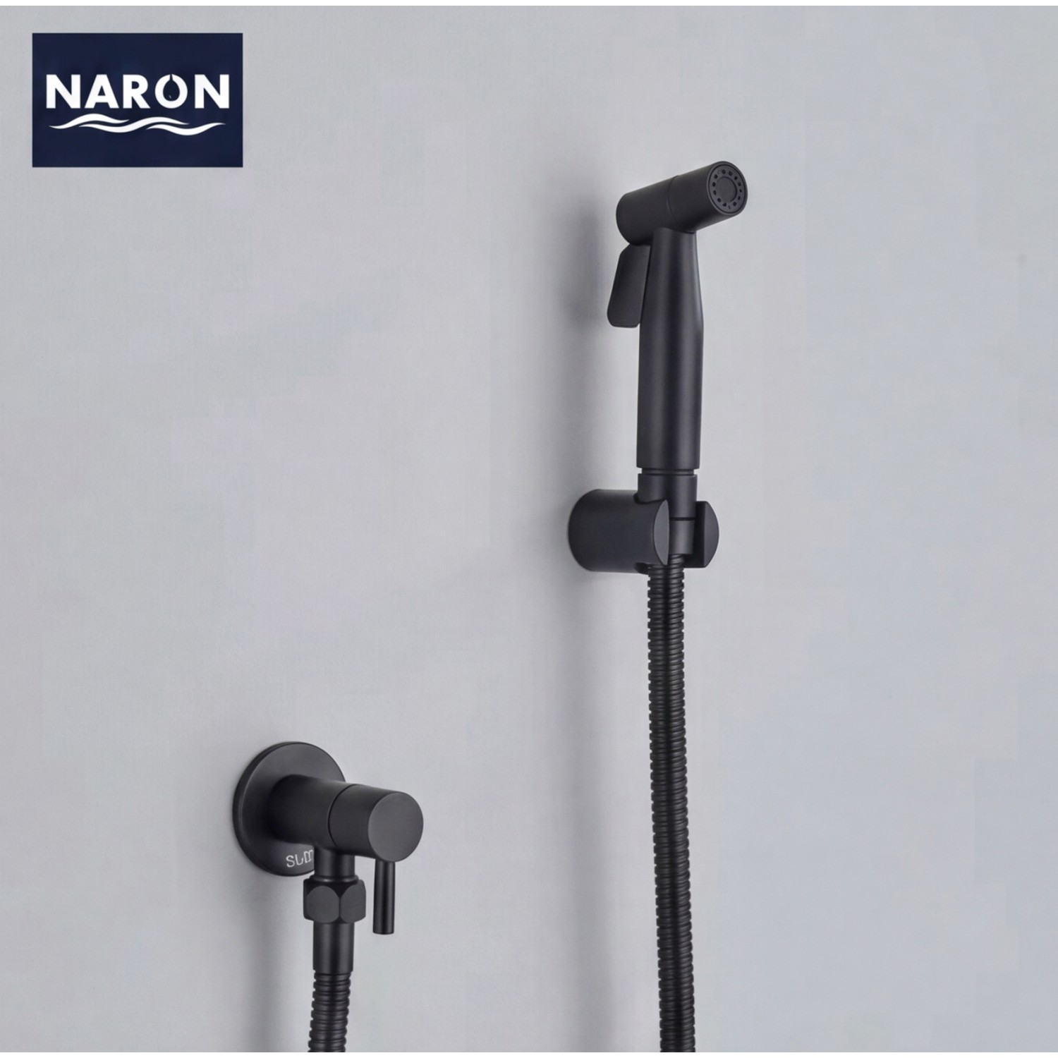 Naron Επιτοίχιο Σετ Μπιντέ με Ντουζάκι shut-off NR605B BLACK MAT Σπίτι-Κήπος