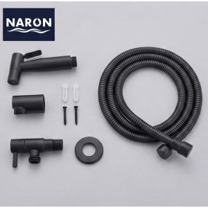 Naron Επιτοίχιο Σετ Μπιντέ με Ντουζάκι shut-off NR605B BLACK MAT Σπίτι-Κήπος