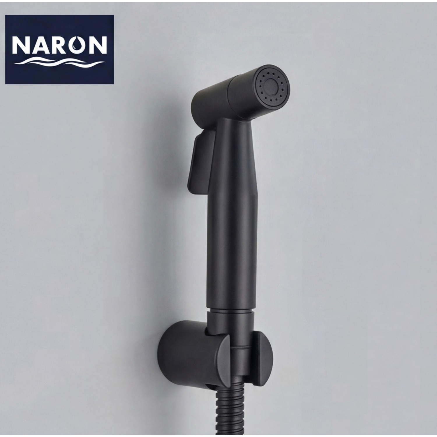 Naron Επιτοίχιο Σετ Μπιντέ με Ντουζάκι shut-off NR605B BLACK MAT Σπίτι-Κήπος