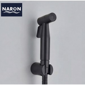 Naron Επιτοίχιο Σετ Μπιντέ με Ντουζάκι shut-off NR605B BLACK MAT Σπίτι-Κήπος