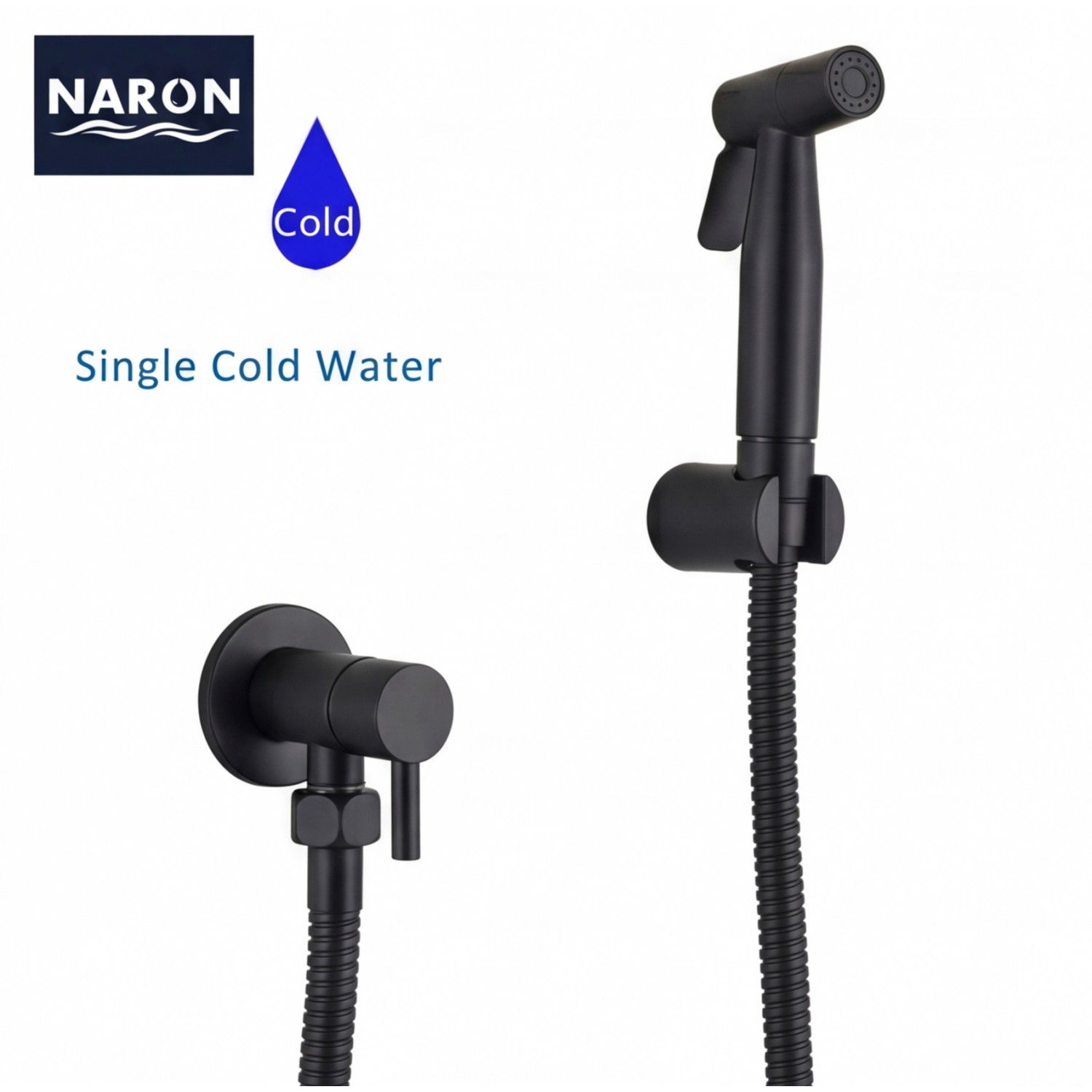 Naron Επιτοίχιο Σετ Μπιντέ με Ντουζάκι shut-off NR605B BLACK MAT Σπίτι-Κήπος