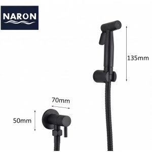 Naron Επιτοίχιο Σετ Μπιντέ με Ντουζάκι shut-off NR605B BLACK MAT Σπίτι-Κήπος