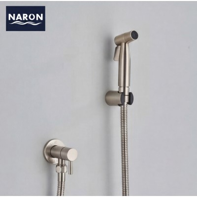 Naron Επιτοίχιο Σετ Μπιντέ με Ντουζάκι shut-off NR605MN MAT NICKEL