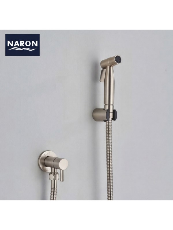 Naron Επιτοίχιο Σετ Μπιντέ με Ντουζάκι shut-off NR605MN MAT NICKEL