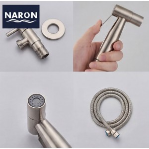 Naron Επιτοίχιο Σετ Μπιντέ με Ντουζάκι shut-off NR605MN MAT NICKEL Σπίτι-Κήπος