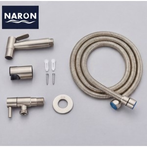 Naron Επιτοίχιο Σετ Μπιντέ με Ντουζάκι shut-off NR605MN MAT NICKEL Σπίτι-Κήπος