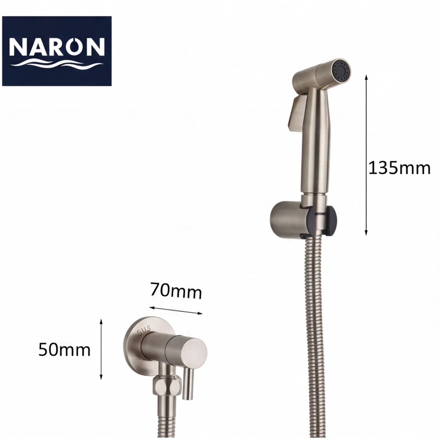 Naron Επιτοίχιο Σετ Μπιντέ με Ντουζάκι shut-off NR605MN MAT NICKEL Σπίτι-Κήπος