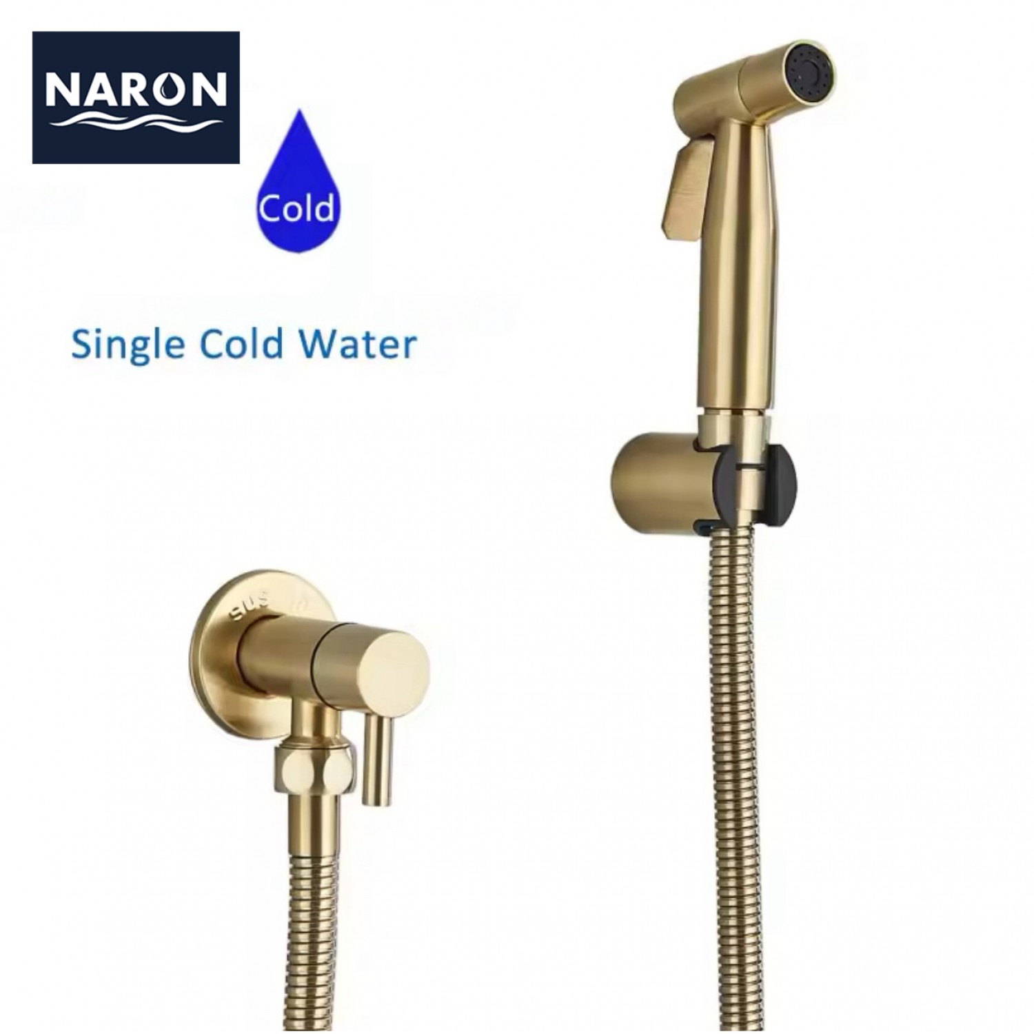 Naron Επιτοίχιο Σετ Μπιντέ με Ντουζάκι shut-off NR605BG BRUSHED GOLD