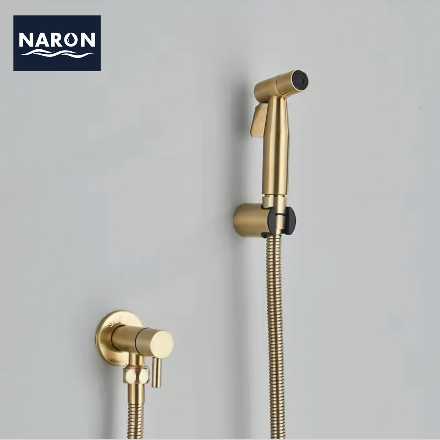 Naron Επιτοίχιο Σετ Μπιντέ με Ντουζάκι shut-off NR605BG BRUSHED GOLD