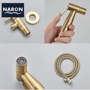 Naron Επιτοίχιο Σετ Μπιντέ με Ντουζάκι shut-off NR605BG BRUSHED GOLD