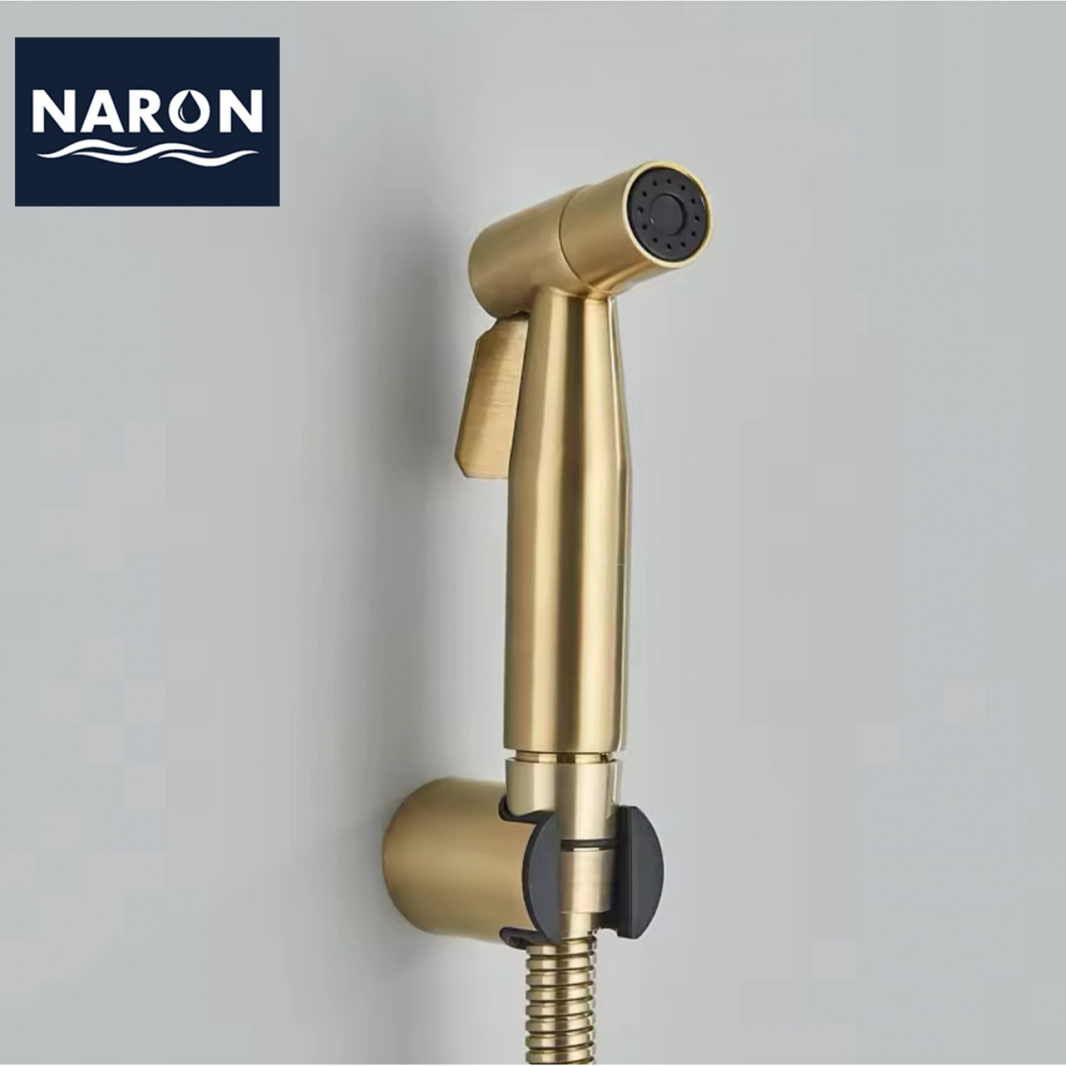 Naron Επιτοίχιο Σετ Μπιντέ με Ντουζάκι shut-off NR605BG BRUSHED GOLD