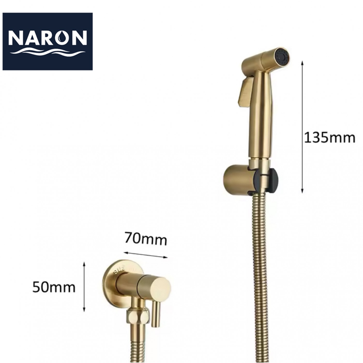 Naron Επιτοίχιο Σετ Μπιντέ με Ντουζάκι shut-off NR605BG BRUSHED GOLD