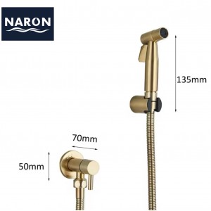 Naron Επιτοίχιο Σετ Μπιντέ με Ντουζάκι shut-off NR605BG BRUSHED GOLD