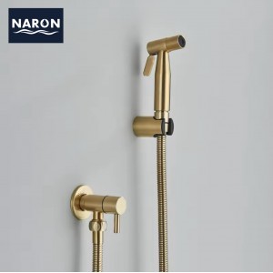 Naron Επιτοίχιο Σετ Μπιντέ με Ντουζάκι shut-off NR605BG BRUSHED GOLD