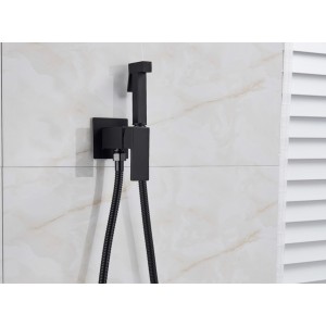 Αναμεικτικος μίκτης εντοιχισμού με ντουζάκι shut-off, για πλύση ατομικής υγιεινής ή πλύση λεκάνης wc MELLRAIN CZ5530 BLACK MAT