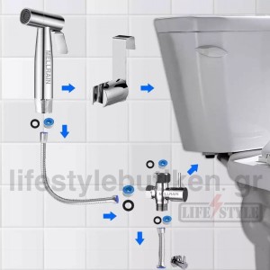 Ντουζάκι Σετ Βρυσάκι Τουαλέτας Ντους Μπιντέ Λεκάνης Εύκολη Εγκατάσταση Ανοξείδωτο ατσάλι MELLRAIN T103