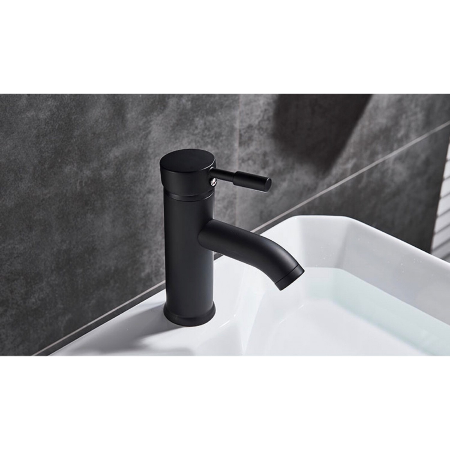 Μπαταρία νιπτήρα ανάμεικτη κοντή Hot Cold Water Mixer με όλα τα παρελκόμενα εγκατάστασης PO556 ΜΑΥΡΗ ΜΑΤ