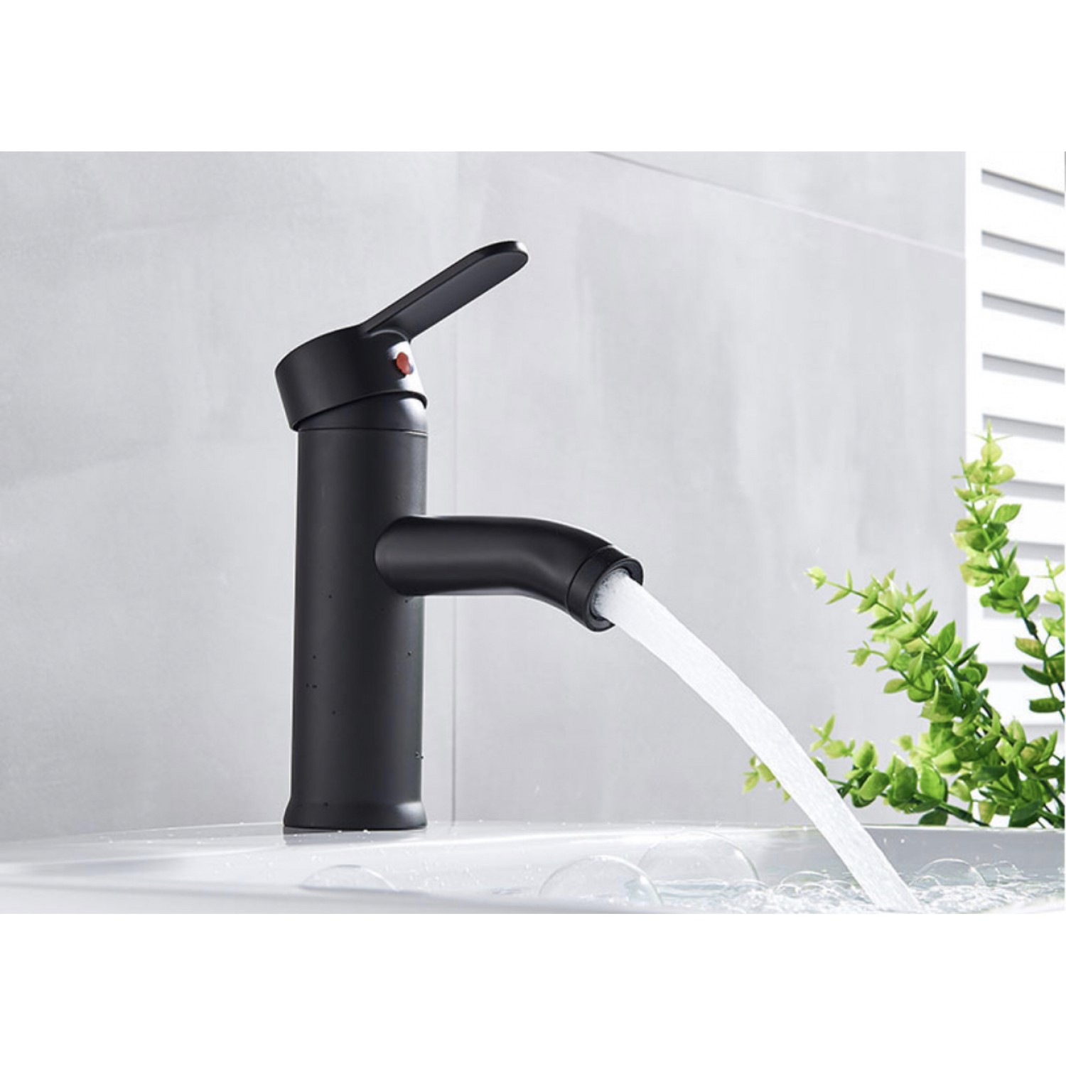 Μπαταρία νιπτήρα ανάμεικτη κοντή Hot Cold Water Mixer με όλα τα παρελκόμενα εγκατάστασης PO556 ΜΑΥΡΗ ΜΑΤ