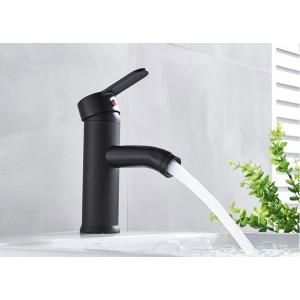 Μπαταρία νιπτήρα ανάμεικτη κοντή Hot Cold Water Mixer με όλα τα παρελκόμενα εγκατάστασης PO556 ΜΑΥΡΗ ΜΑΤ