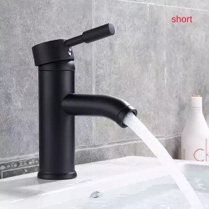 Μπαταρία νιπτήρα ανάμεικτη κοντή Hot Cold Water Mixer με όλα τα παρελκόμενα εγκατάστασης PO556 ΜΑΥΡΗ ΜΑΤ