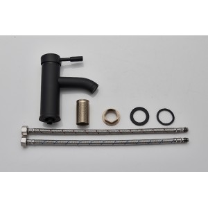 Μπαταρία νιπτήρα ανάμεικτη κοντή Hot Cold Water Mixer με όλα τα παρελκόμενα εγκατάστασης PO556 ΜΑΥΡΗ ΜΑΤ