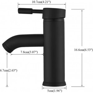 Μπαταρία νιπτήρα ανάμεικτη κοντή Hot Cold Water Mixer με όλα τα παρελκόμενα εγκατάστασης PO556 ΜΑΥΡΗ ΜΑΤ