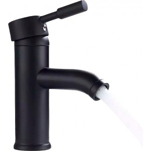 Μπαταρία νιπτήρα ανάμεικτη κοντή Hot Cold Water Mixer με όλα τα παρελκόμενα εγκατάστασης PO556 ΜΑΥΡΗ ΜΑΤ
