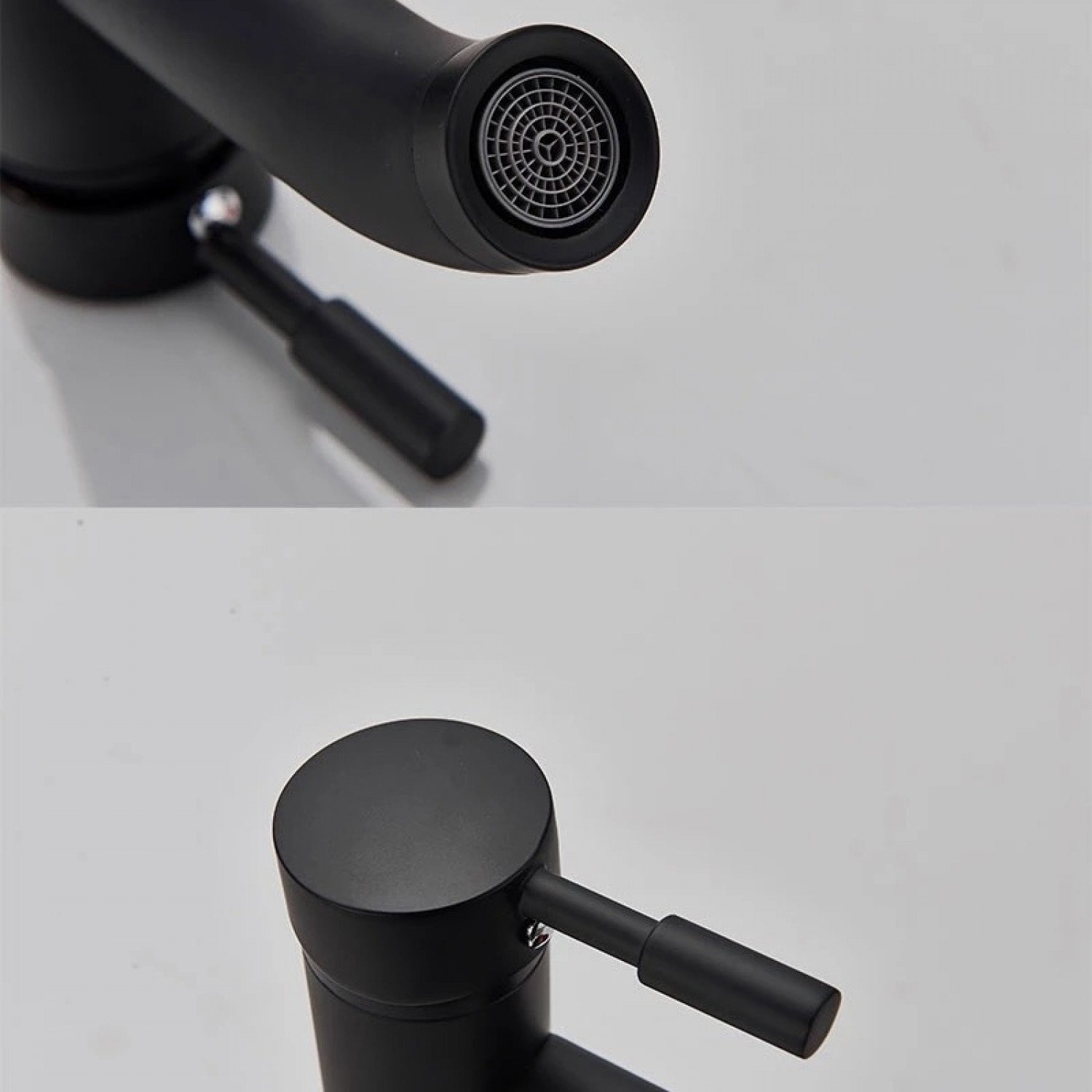 Μπαταρία νιπτήρα ανάμεικτη κοντή Hot Cold Water Mixer με όλα τα παρελκόμενα εγκατάστασης PO556 ΜΑΥΡΗ ΜΑΤ