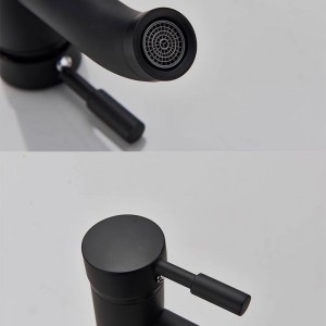 Μπαταρία νιπτήρα ανάμεικτη κοντή Hot Cold Water Mixer με όλα τα παρελκόμενα εγκατάστασης PO556 ΜΑΥΡΗ ΜΑΤ