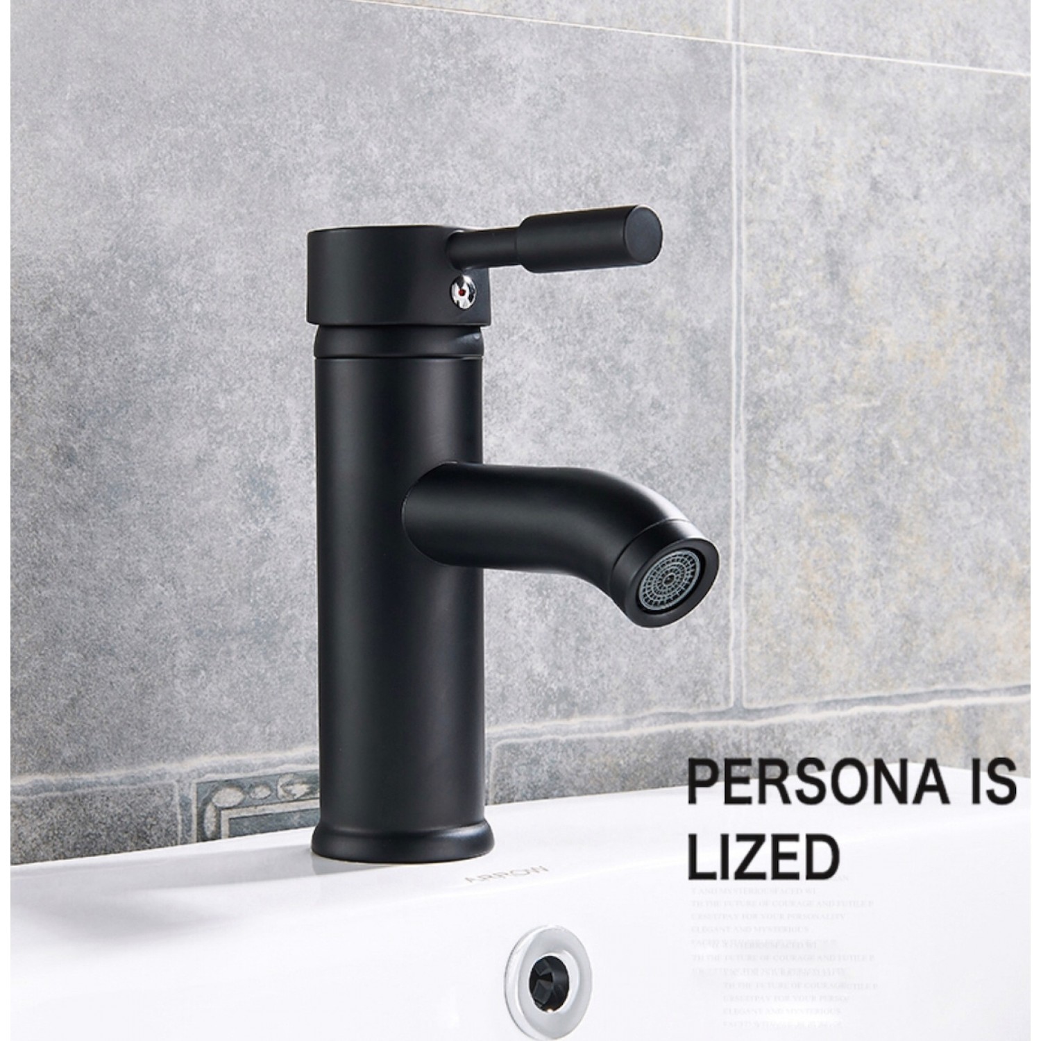 Μπαταρία νιπτήρα ανάμεικτη κοντή Hot Cold Water Mixer με όλα τα παρελκόμενα εγκατάστασης PO556 ΜΑΥΡΗ ΜΑΤ