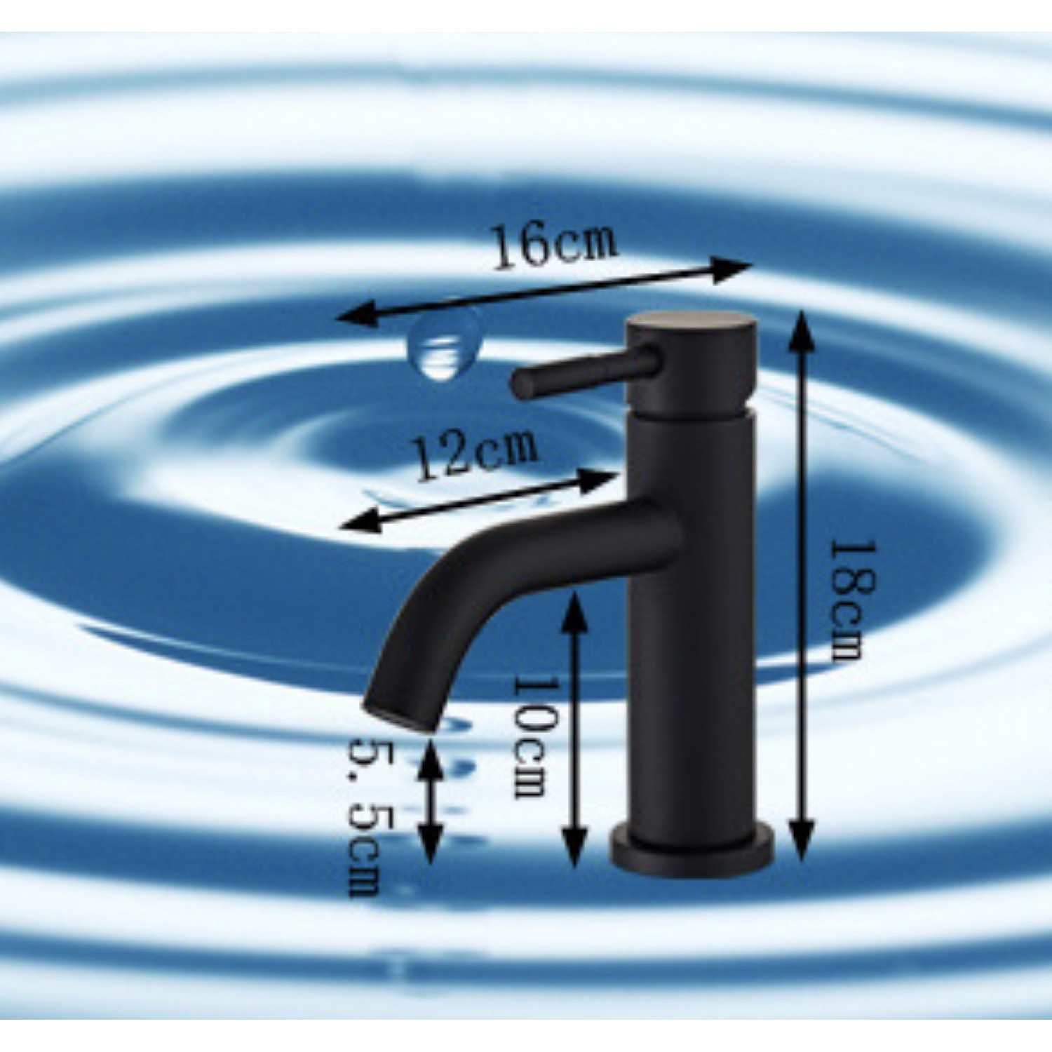 Μπαταρία νιπτήρος μαύρη ματ BR3021