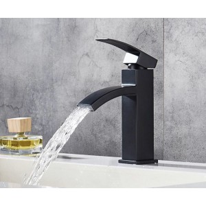 Μπαταρία Νιπτήρα Luxury Χαμηλή ανάμεικτη PO0016 ΜΑΥΡΟ