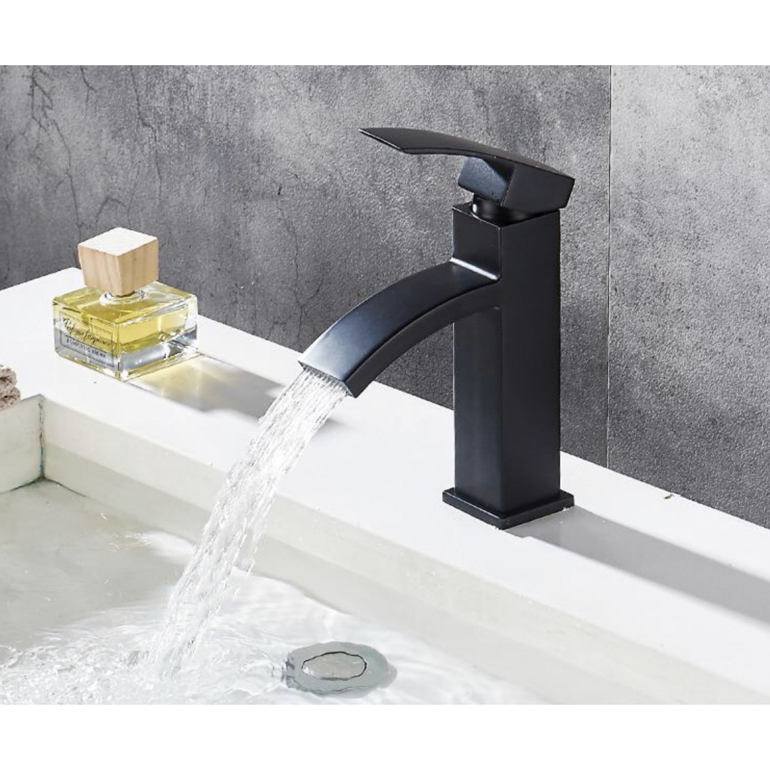 Μπαταρία Νιπτήρα Luxury Χαμηλή ανάμεικτη PO0016 ΜΑΥΡΟ