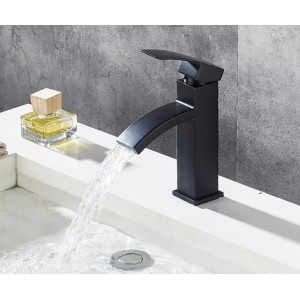 Μπαταρία Νιπτήρα Luxury Χαμηλή ανάμεικτη PO0016 ΜΑΥΡΟ