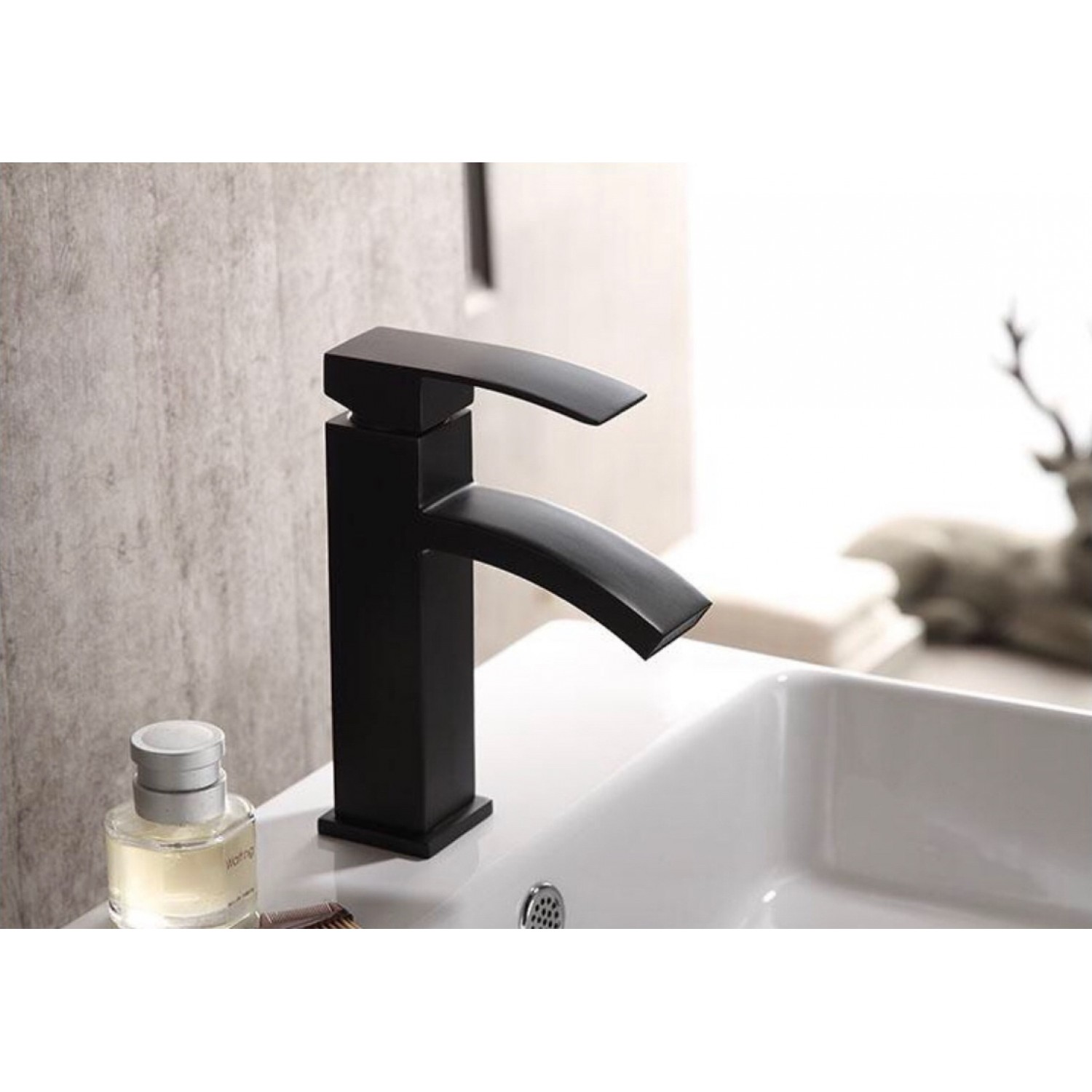 Μπαταρία Νιπτήρα Luxury Χαμηλή ανάμεικτη PO0016 ΜΑΥΡΟ