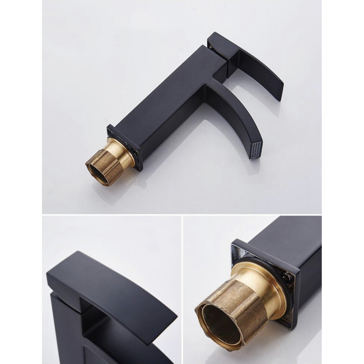 Μπαταρία Νιπτήρα Luxury Χαμηλή ανάμεικτη PO0016 ΜΑΥΡΟ