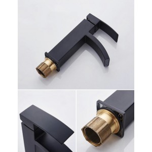 Μπαταρία Νιπτήρα Luxury Χαμηλή ανάμεικτη PO0016 ΜΑΥΡΟ