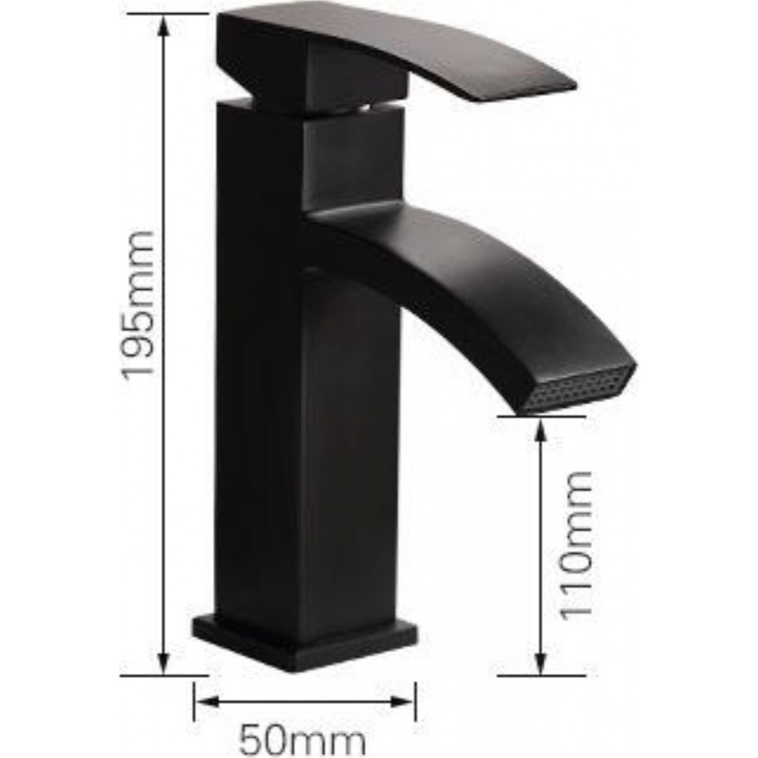 Μπαταρία Νιπτήρα Luxury Χαμηλή ανάμεικτη PO0016 ΜΑΥΡΟ