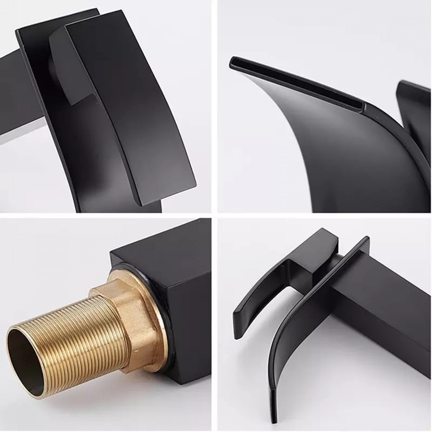 Μπαταρία Νιπτήρα Luxury Χαμηλή αναμεικτική καταρράκτης BR2018 BLACK MAT