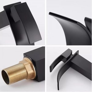 Μπαταρία Νιπτήρα Luxury Χαμηλή αναμεικτική καταρράκτης BR2018 BLACK MAT