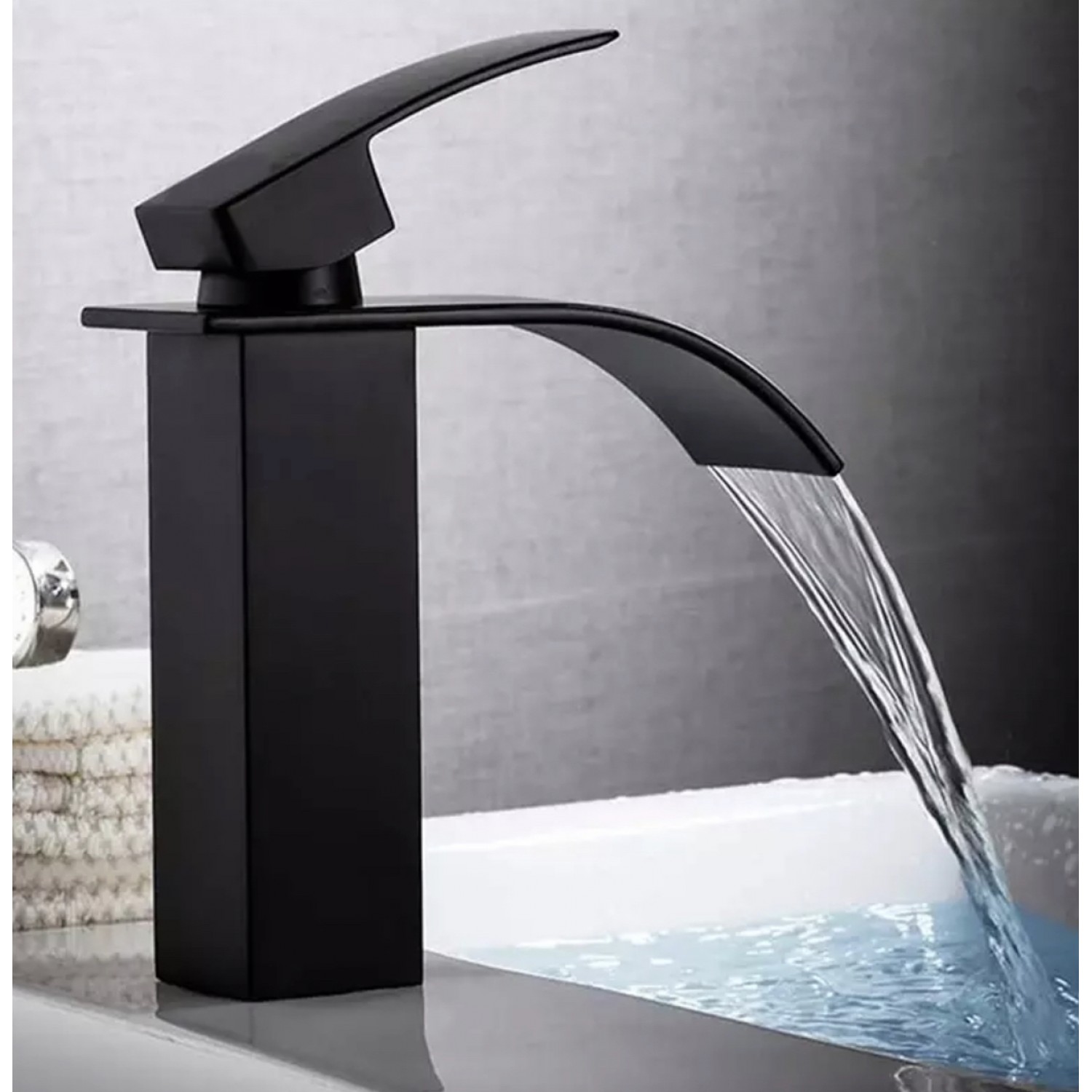 Μπαταρία Νιπτήρα Luxury Χαμηλή αναμεικτική καταρράκτης BR2018 BLACK MAT