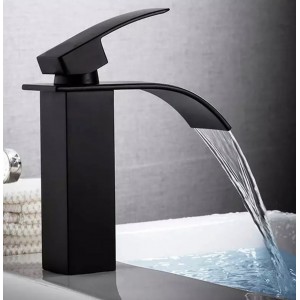 Μπαταρία Νιπτήρα Luxury Χαμηλή αναμεικτική καταρράκτης BR2018 BLACK MAT