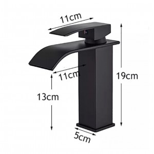 Μπαταρία Νιπτήρα Luxury Χαμηλή αναμεικτική καταρράκτης BR2018 BLACK MAT