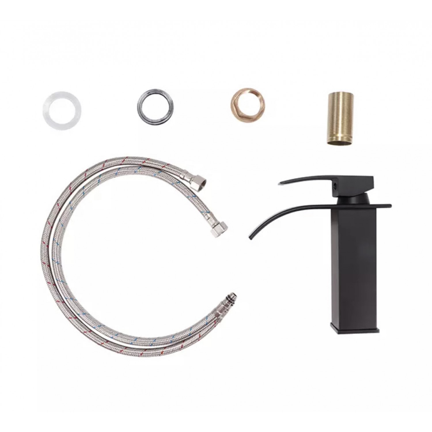 Μπαταρία Νιπτήρα Luxury Χαμηλή αναμεικτική καταρράκτης BR2018 BLACK MAT