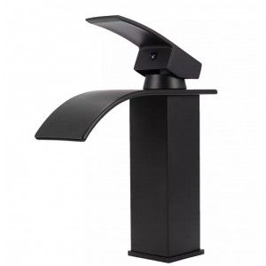 Μπαταρία Νιπτήρα Luxury Χαμηλή αναμεικτική καταρράκτης BR2018 BLACK MAT