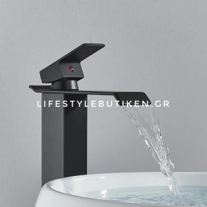 Μπαταρία Νιπτήρα Luxury Ψηλή αναμεικτική καταρράκτης BR2022 BLACK MAT